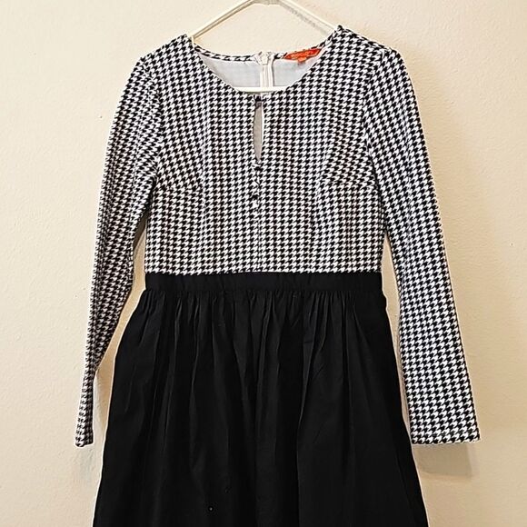 Modcloth dress retro houndstooth black and white size large - Picture 2 of 7
